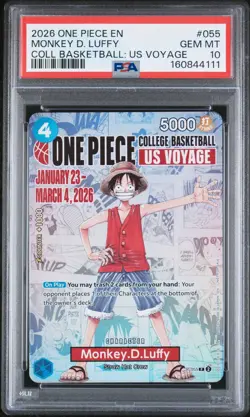 2026 ONE PIECE PROMOS COLLEGE BASKETBALL: US VOYAGE MONKEY D. LUFFY PSA 10 - Image 1
