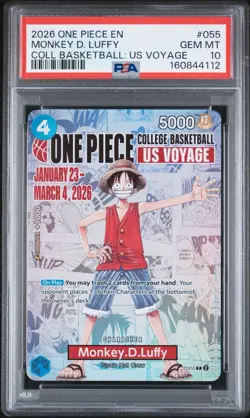 2026 ONE PIECE PROMOS COLLEGE BASKETBALL: US VOYAGE MONKEY D. LUFFY PSA 10 - Image 1