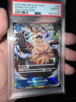 2025 One Piece OP13 En #058 Monkey D. Luffy Treasure Rare PSA 10 GEM MINT - Image 4
