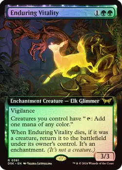 MTG ENDURING VITALITY EXTENDED ART FOIL Duskmourn: House of Horror NM - Image 1