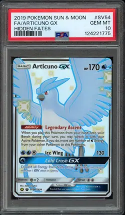 2019 Pokemon Sun & Moon Hidden Fates Articuno GX SV54/SV97 PSA 10 Gem Full Art - Image 1