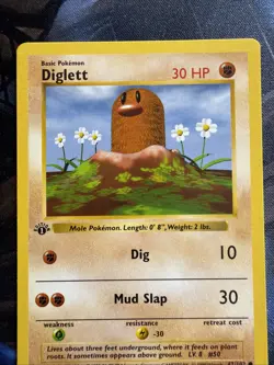 Pokemon Diglett 47/102 1st Edition Base Set Shadowless WOTC 1999 MP - Image 5