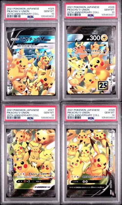 PSA 10 MINT SET 4 JAPANESE POKEMON 2021 PIKACHU V-Union 025-028/028 S8a SEQUENTI - Image 1