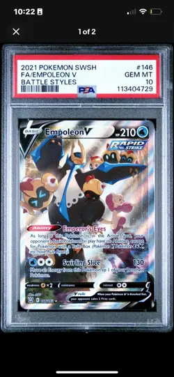2021 Pokemon SWSH Battle Styles Empoleon V #146/163 PSA 10 - Image 1