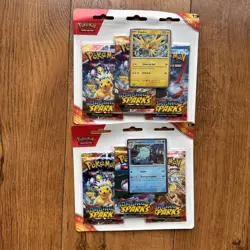 2 x Surging Sparks Zapdos Quagsire Triple Blisters - Pokemon TCG 6 Booster Packs - Image 1