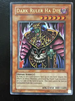 Yu-Gi-Oh! TCG Tri-Horned Dragon LOB-000 Dark Ruler Ha des LOD-001 NM - Image 1