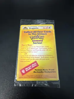Unopened Pokemon The First Movie 1999 WB Warner Bros Promo Dragonite Card Sealed - Image 1