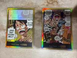 One Piece TCG Luffy Ring That Golden Bell One Piece Don!! Lot Of 2 Gold Cards - Image 1
