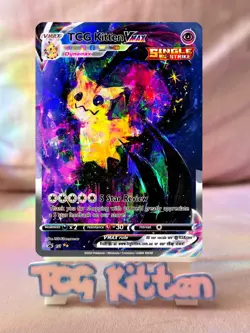 *CUSTOM* Mimikyu VMAX Cracked Ice Holo Handmade Proxy Card TCGKITTEN - Image 1