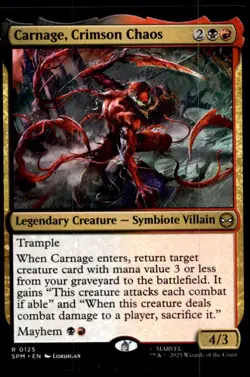 Carnage, Crimson Chaos 125 Rare Marvel's Spider-Man Magic: The Gathering NM - Image 1