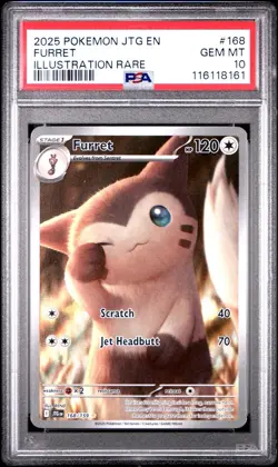 Pokemon TCG Furret 168/159 2025 Journey Together Illustration Rare Card - PSA 10 - Image 1