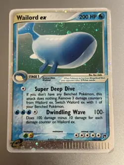 Pokemon TCG Wailord ex 100/100 EX Sandstorm Holo Ultra Rare 200HP EN - Image 1