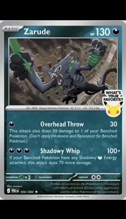 Pokemon Pitch Black Gamestop *PROMO* Zarude - Image 1