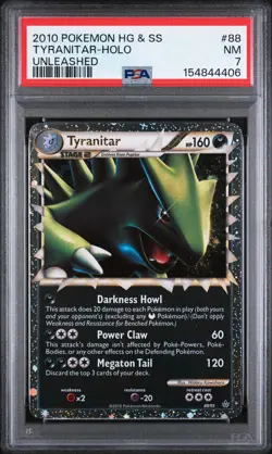 2010 POKEMON HEARTGOLD & SOULSILVER UNLEASHED #88 TYRANITAR-HOLO PSA 7 - Image 1