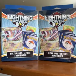 New Sealed Pokemon Lightning Power Box 1 Ultra Rare 14 Foils 1 Mini Binder - Image 1