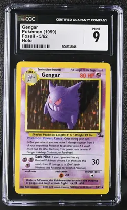 CGC 9 MINT Gengar 1999 Fossil 5/62 Holo Pokemon Card - Image 1