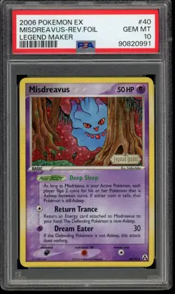 GEM MT MISDREAVUS REVERSE FOIL STAMPED POKEMON 2006 LEGEND MAKER PSA 10 SWIRL - Image 1