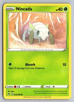 Nincada 013/185 Common Vivid Voltage Pokemon Near Mint - Image 1