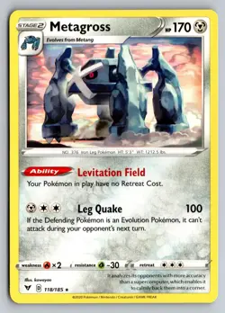 Metagross 118/185 Rare Vivid Voltage Pokemon Near Mint - Image 1