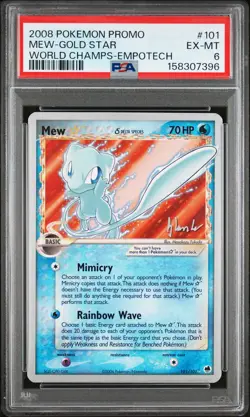 2008 POKEMON WORLD CHAMPIONSHIPS PROMO EMPOTECH #101 MEW-GOLD STAR PSA 6 - Image 1