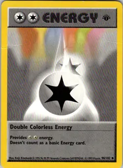 Double Colorless Energy 96/102 Base Set Shadowless Pokemon 1st Edition DMG - Image 1