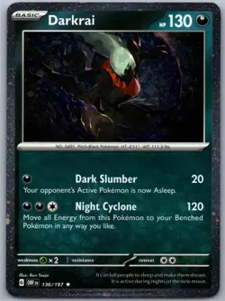 Darkrai (Cosmos Holo) 136/197 -Miscellaneous Cards & Products Rare Holo NM - Image 1