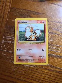 Pokemon Card Growlithe Base Set 1999 WOTC Uncommon 28/102 LP-NM - Image 1