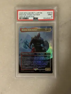 2025 MTG SECRET LAIR DROP GOD OF WAR: FOIL #2213 KRATOS STOIC FATHER PSA 9 - Image 1