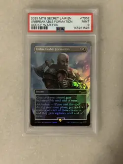 2025 MTG SECRET LAIR DROP GOD OF WAR: FOIL #7052 Unbreakable Formation PSA 9 - Image 1