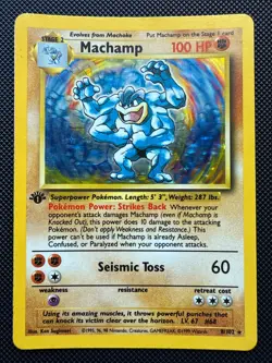 Pokemon TCG Machamp Base Set 8/102 Holo 1st Edition Holo Rare - Image 1