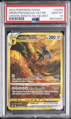 POKEMON SWORD & SHIELD CROWN ZENITH FULL ART/ORIGIN FORME DIALGA VSTAR PSA 10 - Image 1
