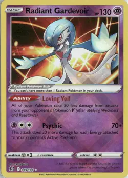 Radiant Gardevoir 069/196 Radiant Rare Lost Origin Pokemon Holo Near Mint - Image 1