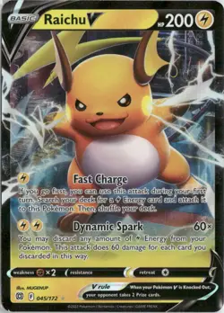 Raichu V 045/172 Holo V Rare Brilliant Stars Pokemon Near Mint - Image 1