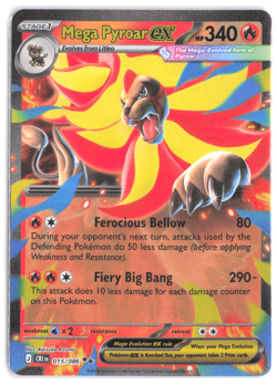 Mega Pyroar ex 015/086 ME04: Chaos Rising Double Rare Pokemon TCG NM - Image 3