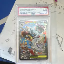 Pokemon Mega Lucario ex 179/132 ME01 PSA 9 Holo Special Illustration Rare - Image 1