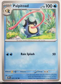 Palpitoad 051/197 NM / M Obsidian Flames Pokemon Card - sowsow Art - Image 1