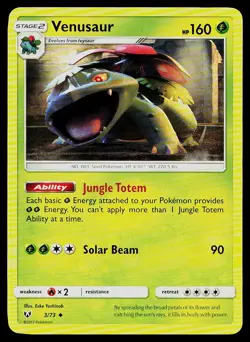 Pokemon Card Shining Legends Venusaur 3/73 Uncommon - Image 1