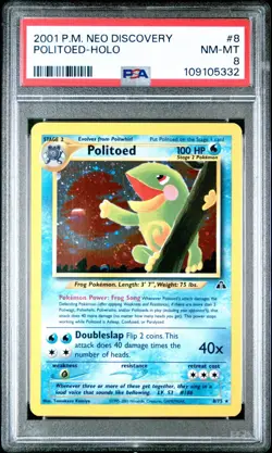 Pokemon TCG Politoed Neo Discovery Holo Card 8/75 Unlimited Rare - Image 1