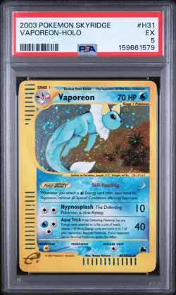 2003 POKEMON SKYRIDGE #H31 VAPOREON-HOLO PSA 5 - Image 1