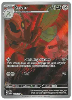 Pokemon Scizor 205/197 SV03 Obsidian Flames Illustration Rare (IR) Near Mint NM - Image 1