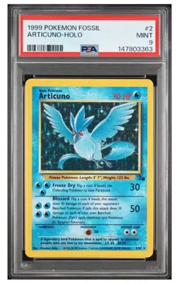 1999 POKEMON FOSSIL #2 ARTICUNO HOLO PSA 9 MINT - Image 1