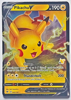 Pokemon Pikachu V 043/185 #60 Pikachu Stamped Battle Academy 2022 Holo - Image 1