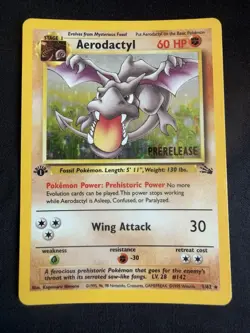 1st Edition Aerodactyl 1/62 PRERELEASE Fossil Holo 1999 Pokemon Card HP - Image 1