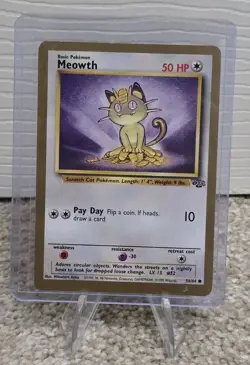 Meowth 56/64 Jungle Unlimited Common Pokemon Card Gold Border WOTC 1999 LP - Image 1