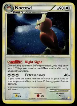 Pokemon Card - Noctowl HeartGold & SoulSilver 8/123 Holo Rare - Image 1