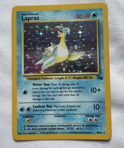 Pokemon TCG Lapras Fossil Holo Rare Card 10/62 1999 Edition Pokemon - Image 1