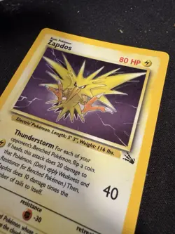 Pokemon TCG Zapdos Fossil Holo Unlimited Rare Card 15/62 Heavy Play - Image 3