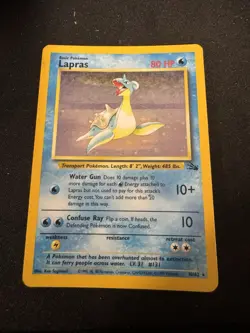 Pokemon TCG Lapras Fossil Holo Unlimited Rare Card 10/62 HP - Image 1