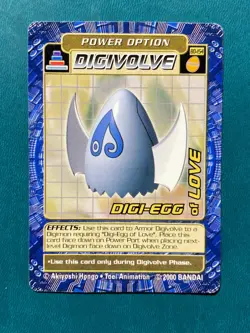 BO-154 Digi-Egg of Love Digimon Card Digi-Battle Series 3 2000 Bandai MP - Image 1