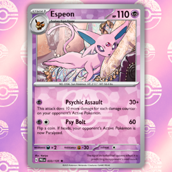 Espeon 33/131 Master Ball Pattern Holo Pokemon Card (Prismatic Evolutions) NM - Image 1
